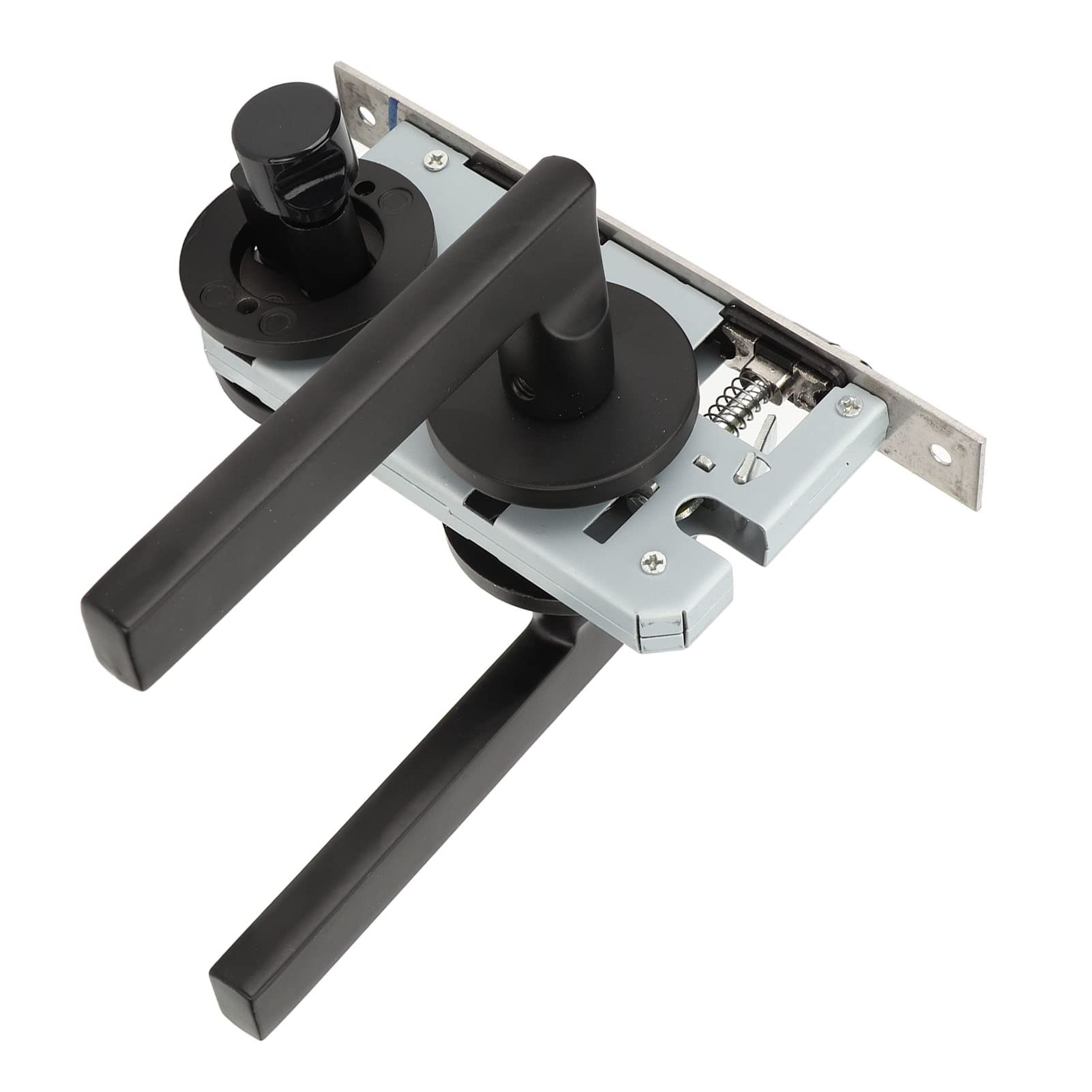 AUNMAS 2Pcs Black Door Lock Handle, 2.8 x 6.7 x 0.9in Universal Indoor Door Lock Handle Stainless Steel Privacy Door Lever with Lock Impact Prevention Heavy Duty Keyed Entry Handles for Home