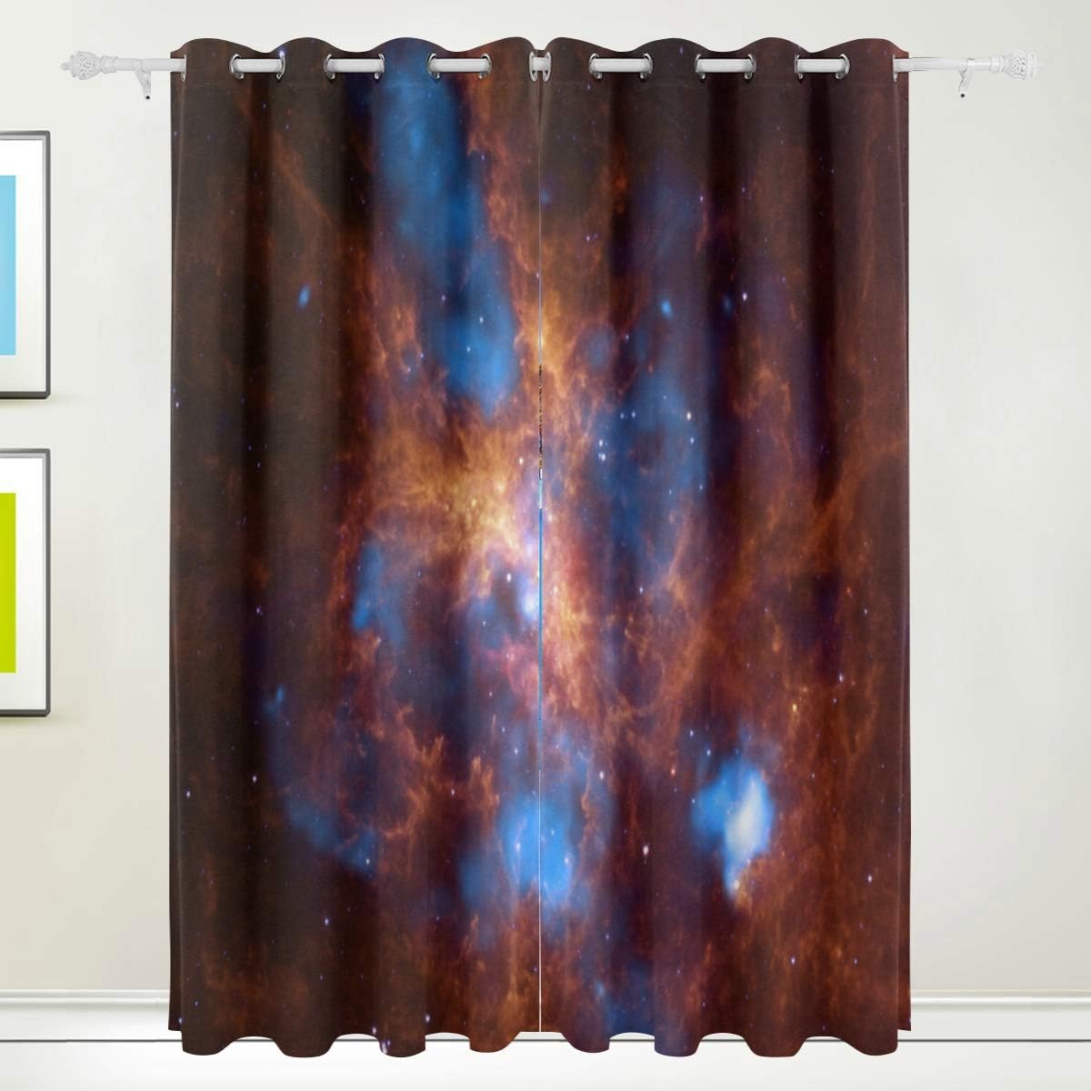 AHOMY Modern Grommet Decor Curtains, Tarantula Nebula Blackout Curtains Panels for Bedroom, 2 Panels, 55