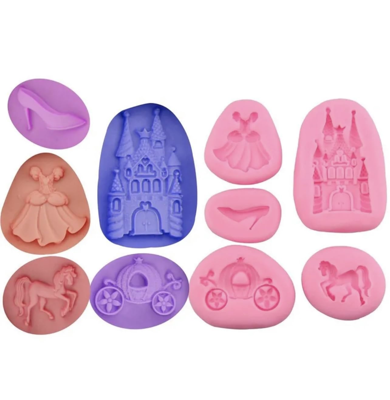 TTOA - 5 Pcs Castle Heels Silicone Fondant Moulds | Pumpkin Carriage | Cinderella Themed Sugar Craft | Cake Decoration