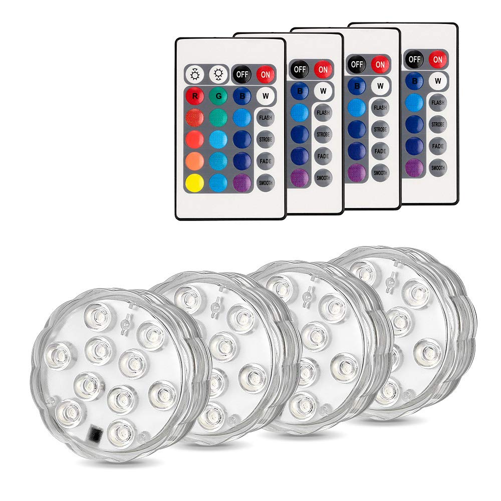 FURADO 10 RGB Multi Changement de couleur étanche LED pour vase, aquarium, bassin, Halloween, Noël, plastique
