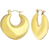 NAARD Chunky Gold Huggie Hoop Earrings For Women, Thick Statement Earrings, Jewelry Gift for Women