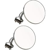 Universal Clamp On Peep Mirrors, 4 In Chrome Pair, Fits 1/8 In Door | Reversible Left or Right Mount, Slim Profile Design, Secure Edge Grip Teeth, Classic Round Style for Exterior Visibility