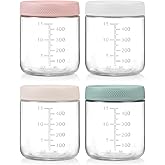 POIKSHARK 4-Pack Overnight Oats Containers with Lids,16 OZ Wide Mouth Glass Jars with Airtight Lids, Mason Jars Glass Food Containers for Snack Spice Sugar Food Prep Yogurt