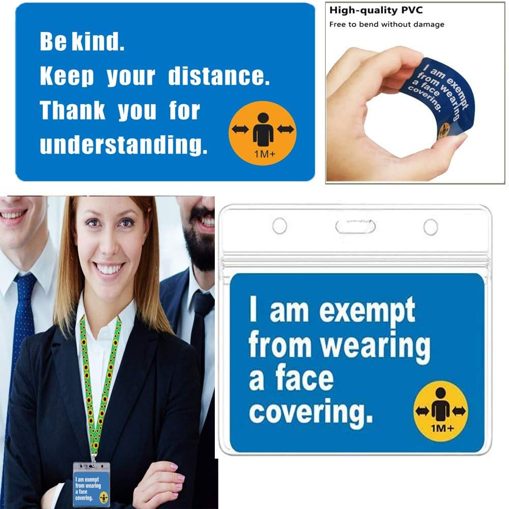 2 pcs Mask Exemption Card,Exemption from face Covering Badge Health ID