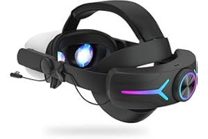Head Strap Battery Pack for Oculus Quest 2, Replacement Elite Strap 8000mAh Rechargeable Battery PC Accessories, Adjustable Headset with LED Backlight for Meta VR by JYMEGOVR (Black)