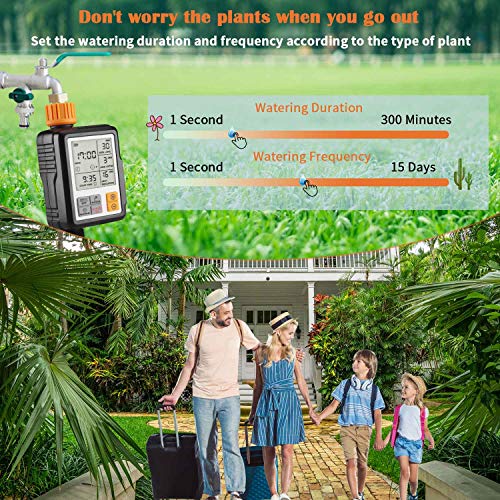 Johgee Automatic Watering Timer Drip Watering Timer, Waterproof and Used Outdoor, Multiple Modes, 3" LCD Screen, Irrigation for Garden Farm Lawn Flower