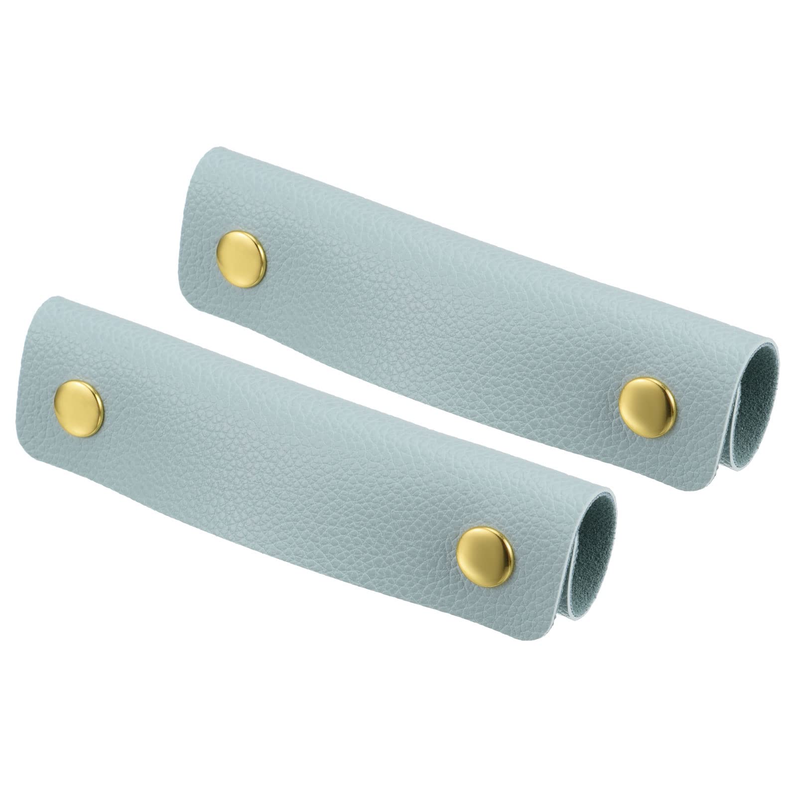 PATIKIL Luggage Handle Wrap, 2 Pack PU Handbag Grip Cover Protector Identifier with Clasp for Suitcase Grocery Shopping Bag, Light Blue