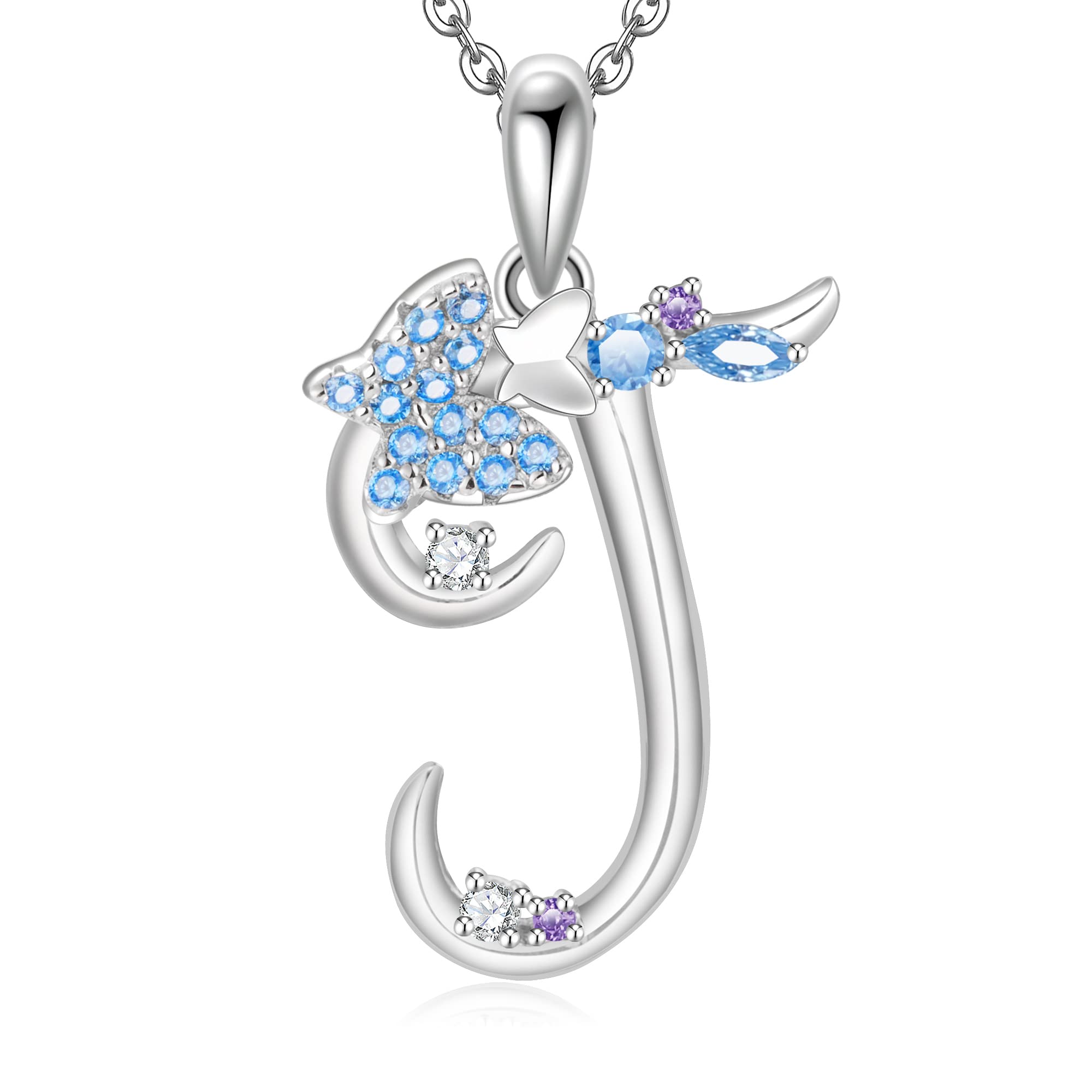 Initial Necklace for Women 925 Sterling Silver Butterfly Letter Pendant Gift for Women