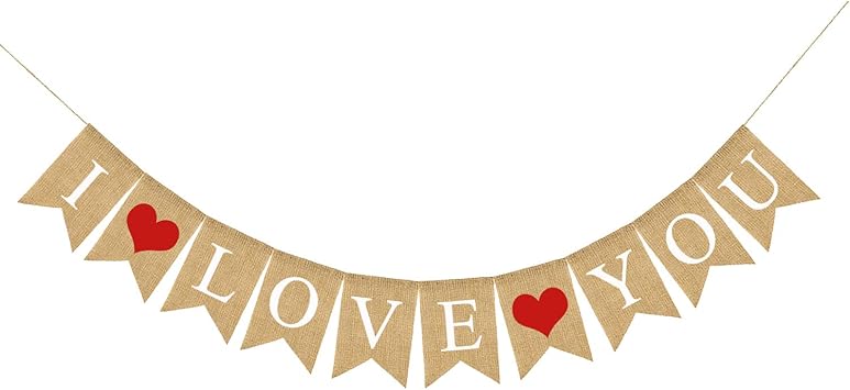 Amazon Com I Love You Banner Real Burlap Assembled Banner No