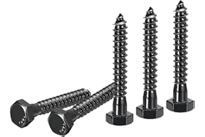 DTGN 5/16" x 2" Hex Lag Bolts - 10 Pack - for Woodworking, Furniture - 304 Stainless Steel Full Thread Hexagon Head Lag Screw