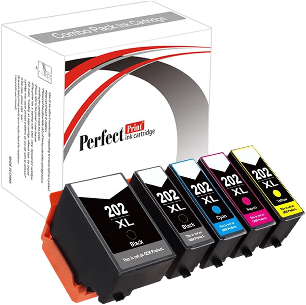 PP 202XL Ink Cartridge 5-Pack for Epson XP-6000 XP-6005 XP-6100 XP-6105 Black