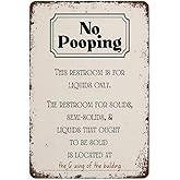 No Pooping Poster Sign Wall Art,Funny Decor Office Work Coworker Bathroom Restroom Toilet Powder Room Potty Humor Retro Metal Tin Sign Vintage Aluminum Sign For Home Coffee Wall Decor 12x8 Inch