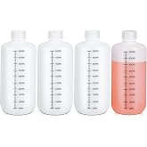 UMETASS 16oz/500ml Narrow Mouth Plastic Bottles with Caps, HDPE Laboratory Grade Graduated Liquid Containers for Reagent Sample Medicine Water Storage (Translucent, 4 Pcs)