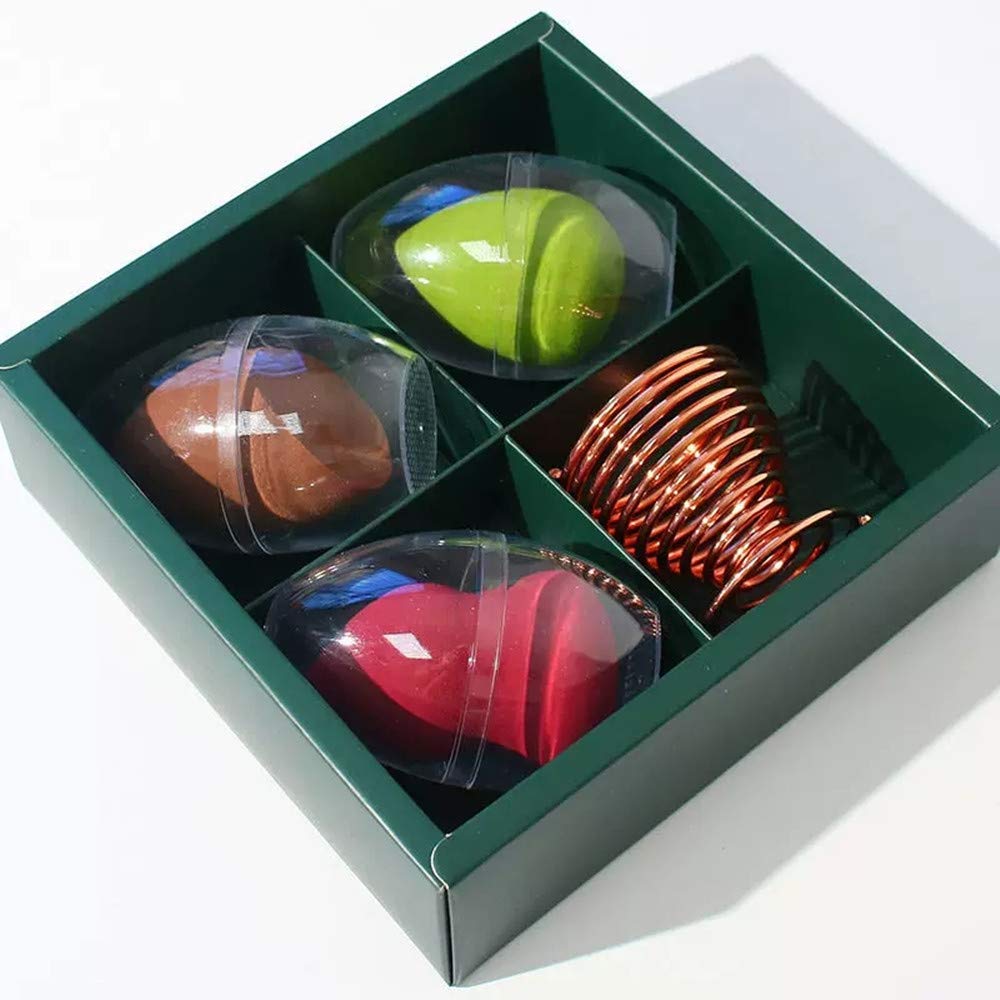 Makeup Egg Sponge Set 4 Pcs Cosmetic Egg Sponge Set with Dry Holder Stand for Liquid, Cream, and Powder, Multi-colored Makeup Sponges