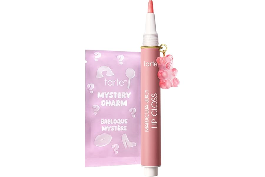tarte maracuja juicy lip gloss – Peptide-Infused Hydrating Glossy Balm, 12HR Instant Moisture lipgloss, Includes Collectible Charm, Vegan & Cruelty-Free, full size