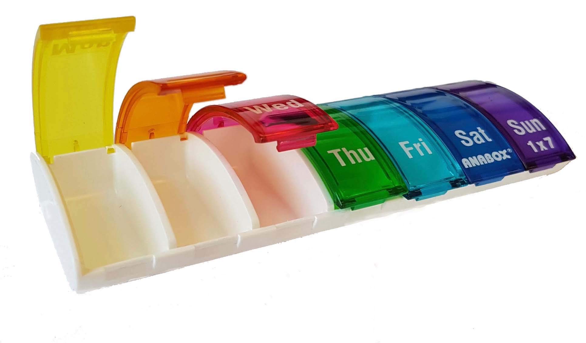 Anabox 7 Day Pill Organiser - Rainbow Colour