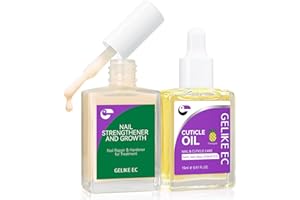 Gelike EC 2-in-1 Nail Rescue Kit: Apricot Nail Nail Growth Treatment & Pineapple Cuticle Oil (15ml) - Tropical Scented Nail Care - Strengthens & Brightens - Travel-Friendly Mini Size