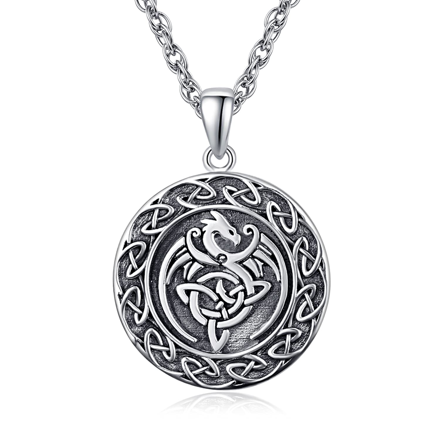 Dragon Necklace 925 Sterling Sliver Oxidized vintage Celtics Necklace Jewelry Gifts Women Men