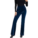 FUNYYZO Women's Velvet Flared Pants Elastic Waist Pull On Long Pants Trousers 2026 Bell Bottom Casual Streetwear Trousers