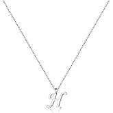 Yoosteel Valentines Gifts for Kids Her- S925 Sterling Silver Initial Necklaces for Women Teen Girls Sterling Silver Cursive Initial Necklace Jewelry Birthday Gifts for Girls