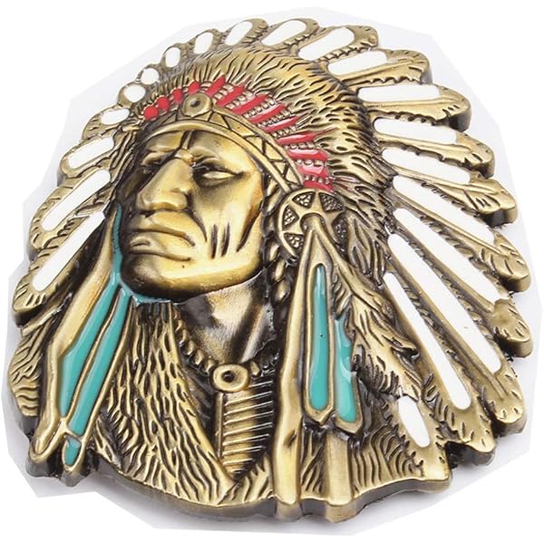 Amazon.com: Native American Indian Chief Bronze Belt Buckle  display picture 3