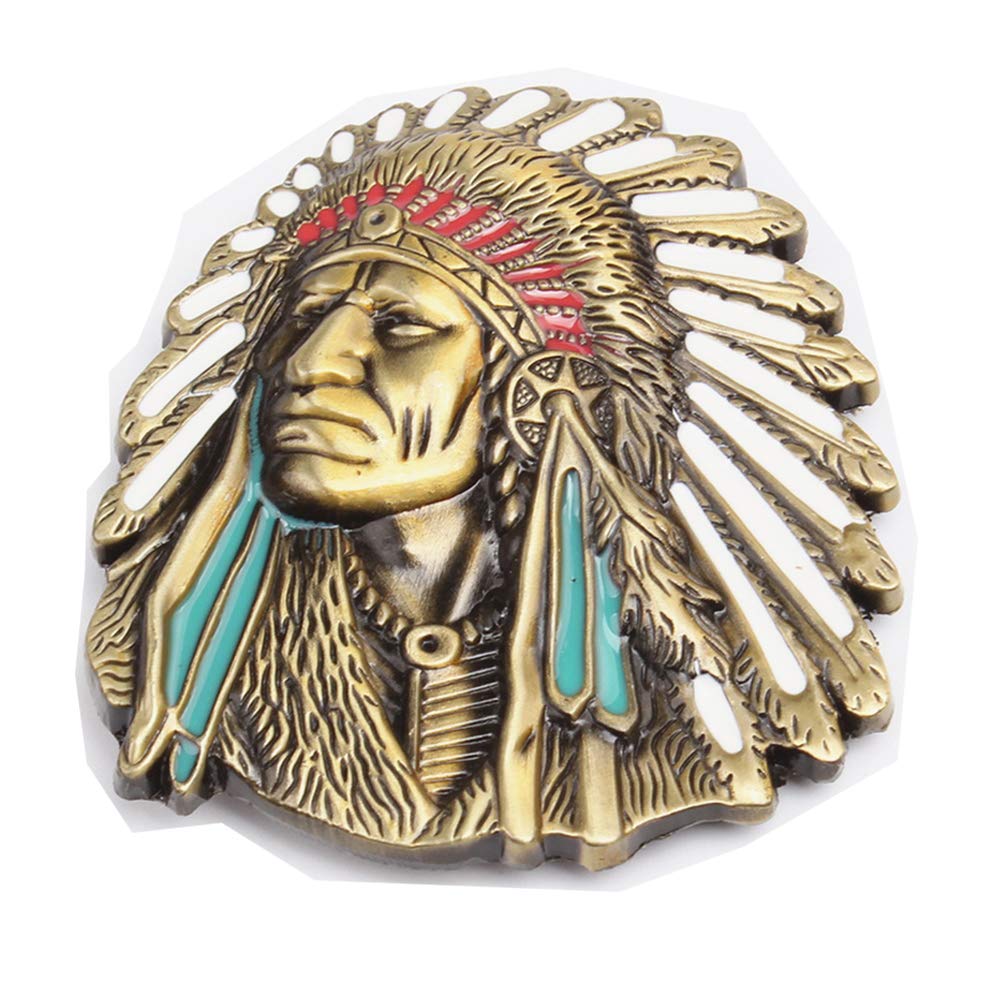 MASOP VOGUMASOP Native American Indian Belt Buckle, USA Mens Belt Buckles Jeans Accessory