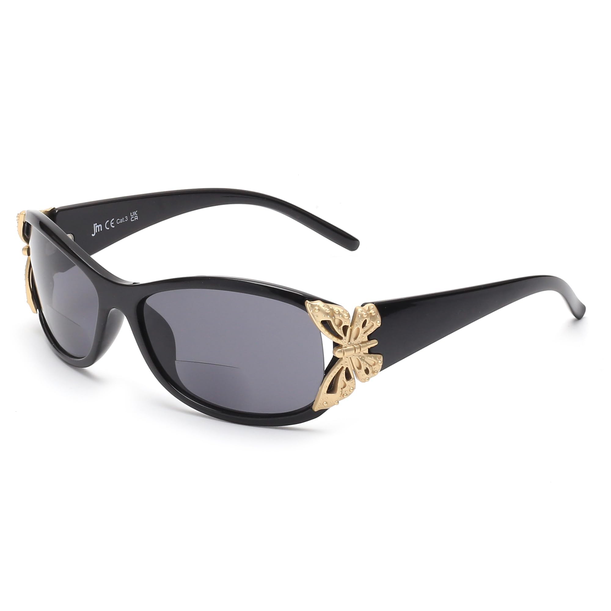 JM Bifocal Reading Sunglasses for Women Fashion Sun Readers Outdoor Reading Glasses UV400 Protection Black +3.0 — image 1