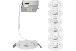 WAC LIGHTING Lotos 4in LED Round Adjustable 5-CCT Selectable 2700K-3000K-3500K-4000K-5000K Recessed Kit in White (Pack of 6)