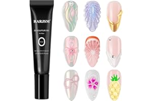 RARJSM 3D Sculpting Gel for Nail Art Designs DIY NailCharms Rhinestone Glue 3D Nail Craving GelPolish Clear Painting Drawing Sculpture Gel UV LED Curing Requires NailDecoration Manicure Design