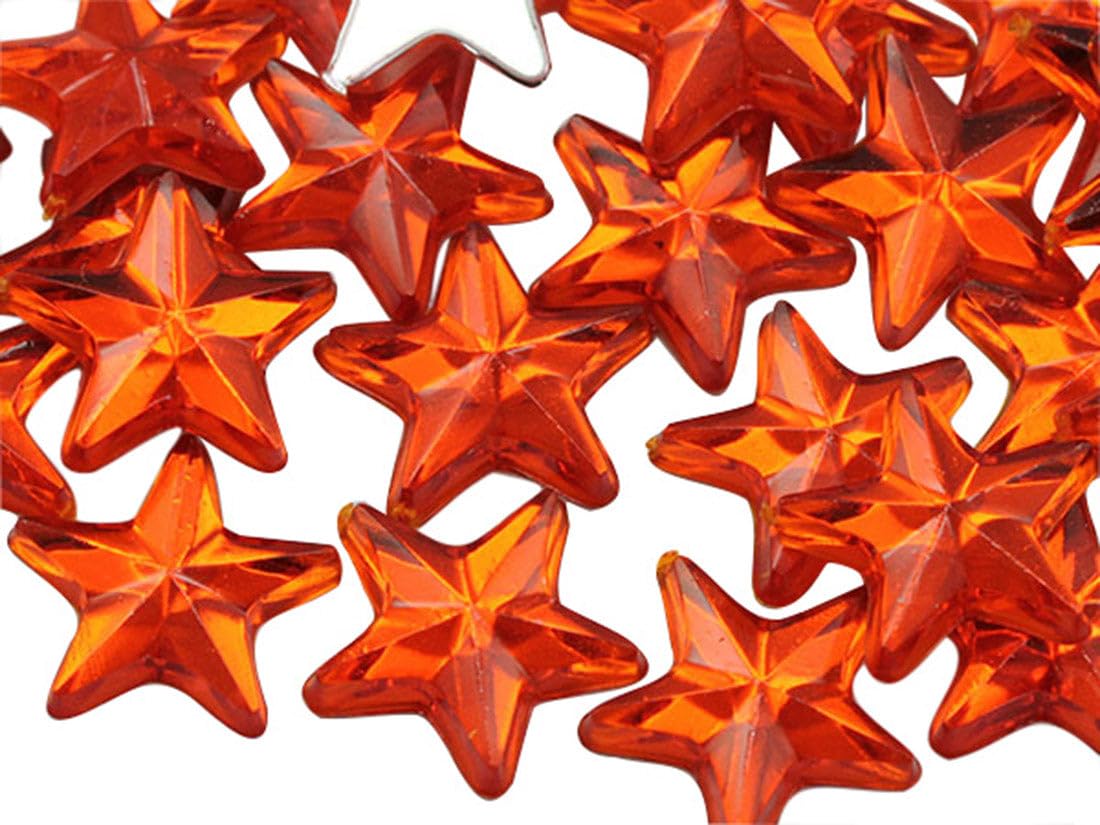 Allstarco Star Rhinestones Embelishments 15mm Flat Back Acrylic Plastic Gems for Jewelry, Crafts, Costumes, Invitations, Cosplay - 35 Pieces (Orange Hyacinth .HC)