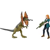 Mattel Jurassic World Dominion Human and Dino Pack, Claire &amp; Dilophosaurus Action Figure Toys and Accessories