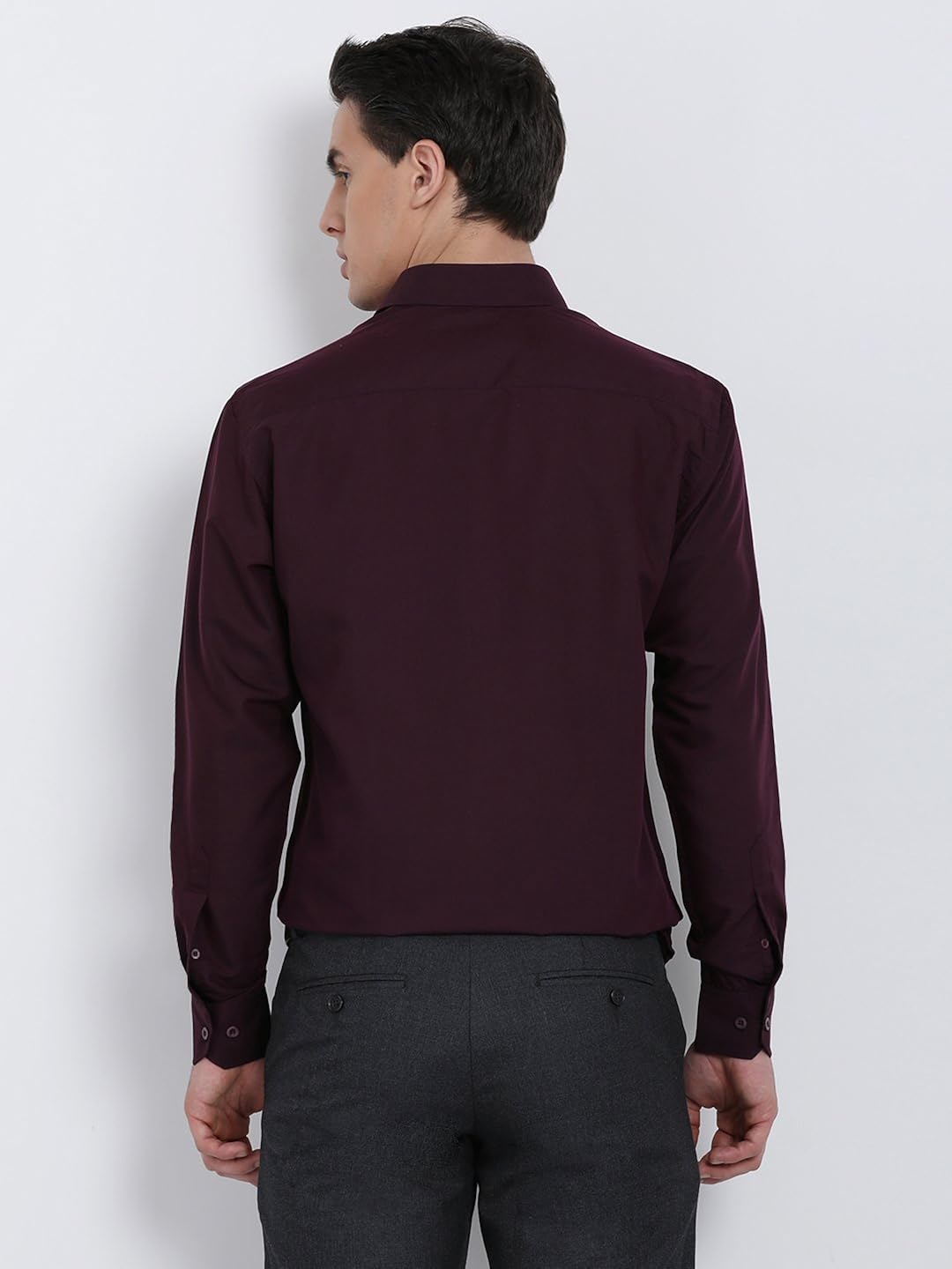 m express men's formal solid slim fit shirt