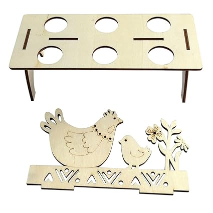 Home Garden Wooden Easter Egg Rack Shelf Ornaments Hen Banny