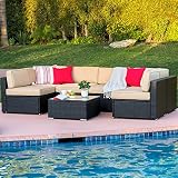 Best Choice Products 7-Piece Modular Outdoor Patio Rattan Wicker Sectional Conversation Sofa Set w/ 6 Chairs, Coffee Table, Weather-Resistant Cover, Seat Clips, Minimal Assembly Required - Black