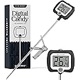 Digital Candy Thermometer with Pot Clip, Instant Read Kitchen Thermometer for Cooking, Baking, and Candy Making – 10" Stainless Steel Probe, LCD Display, Essential Baking Tool (Black)