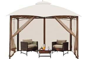 AGFKXO Pergola Sides - Outdoor Gazebo Netting Screen Replacement - Four Doors Mosquito Net Gazebo - Bug Netting Cover for Gar