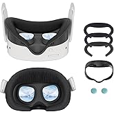 3PCS Face Cover Pad for Oculus Quest 3s - Widen Facial Interface, Cool Ice Silk Face Pad, PU Leather Face Cushion,Mesh Cloth Face Foam Pad Replacement,VR Accessories Set for Meta Quest 3s