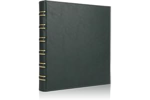 LETVPVOW Vintage Hardback 3 Ring Binder 1 Inch, Professional Leather Binder 3 Ring, Three Ring Binders Fits 8.5" x 11", D Ring Binders for Photo Album, Home, School and Office Supplies- Dark Green