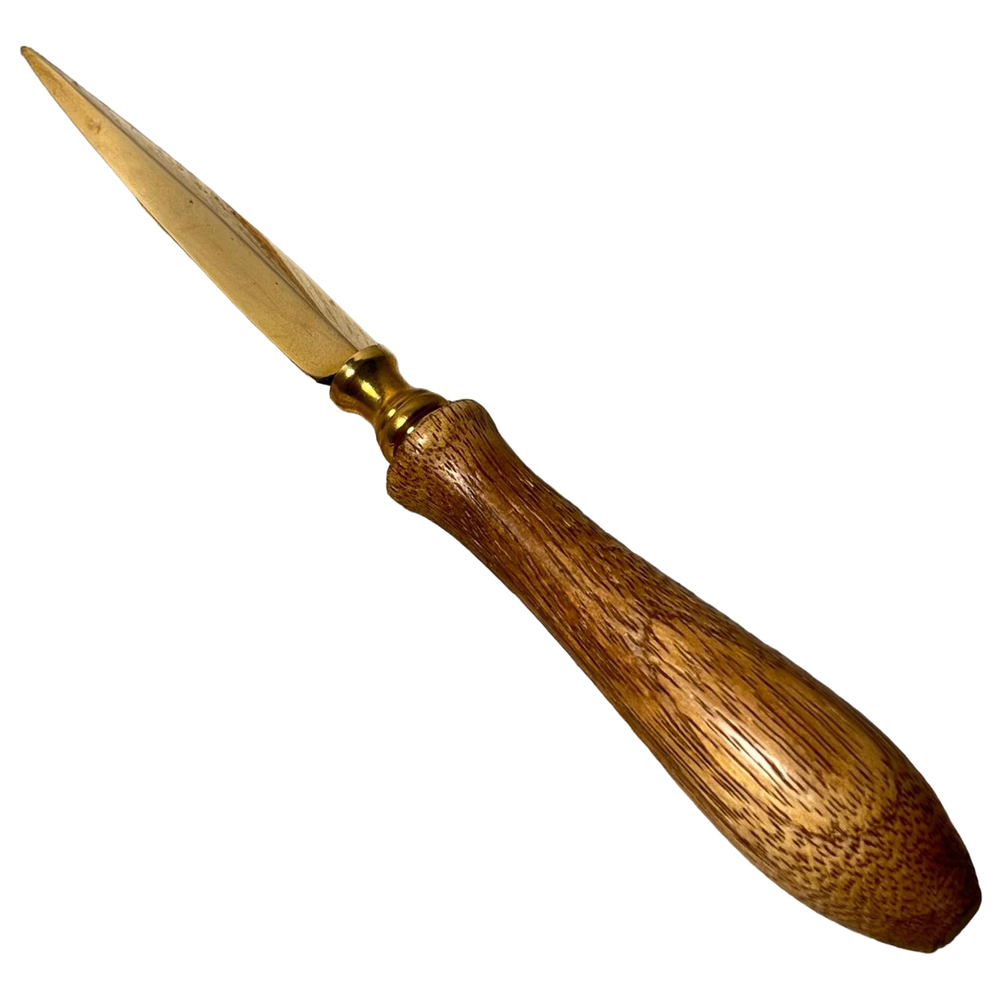 Thorness Wooden Handle Letter Opener, Brass-Plated Split File, Envelope Opener for School, Home, and Office Use