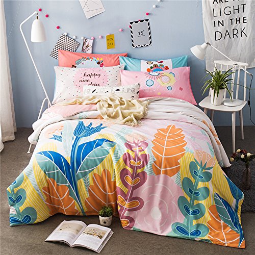 値引 Newraraツリーブランチと花印刷ティーン女の子寝具カラフルコットン4ピースの寝具セット 布団カバーセット Not Include掛け布団 フル Nrra1sl001f B073gp55yl Altoquedesal Com