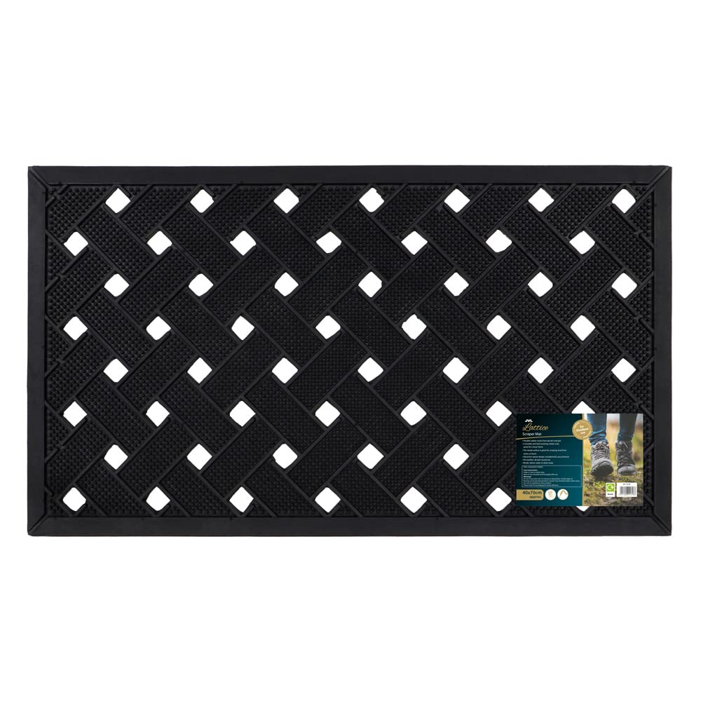 JVL Lattice Scraper Rubber Studs Doormat, 40x70cm