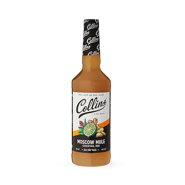 COLLINS MOSCOW MULE MIX | MADE WITH LIME JUICE AND REAL SUGAR WITH NATURAL FLAVORS | CLASSIC COCKTAIL RECIPE INGREDIENT, 32 FL OZ