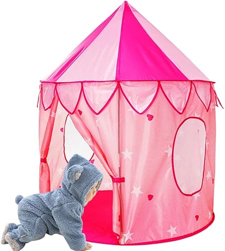 Amazon Floving子供てんと 子供 テント ボーカル恐竜テント キッズてんとハウス 室内 Kids Tent ベビーテント 子供用 テントハウス 折りたたみ 設置簡単 キャリーバッグ付き ピンク 星 キッズテント おもちゃ
