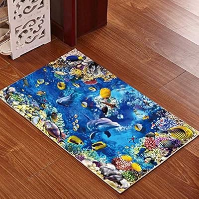 Carpet Modern Kitchener Blue Coral Dolphin 8mm Thickness Non Slip