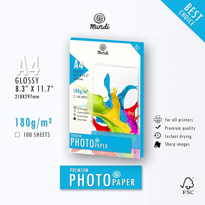 Premium A4 glossy photo paper 180gsm Office Products