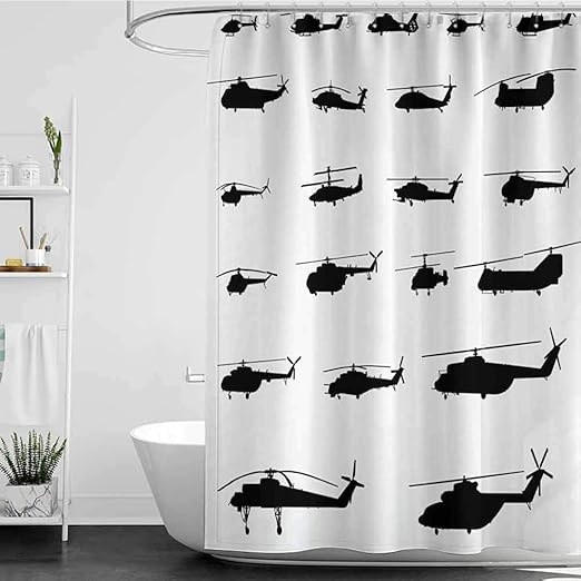 Amazon Com Shower Curtains For Men War Home Decor Helicopter