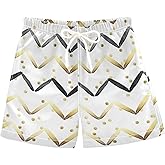 senya Boys Swim Trunks Quick Dry UPF 50+ Black and Gold Stripes Beach Board Shorts Kids Bathing Suits Swimsuit, S