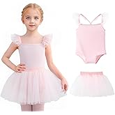 Tutu.kk Girls Ballet Leotards with Removable Tutu Skirt Toddler Leotard Sleeveless Crisscross Backs Dance Dress Outfit Combo