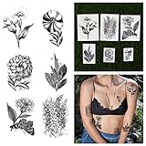 Tattify Temporary Tattoo, Garden Party Assorted Flower (Set of 12)