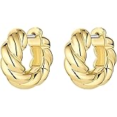 gorjana - Crew Helium Huggies - 18k Gold or Silver - Daily Earring Wear - Unique Rope Texture - Lightweight Helium Design - Secure Hinge Closure